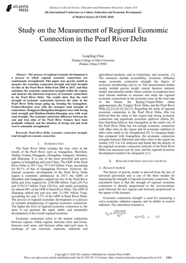 Study on the Measurement of Regional Economic Connection in the Pearl River Delta