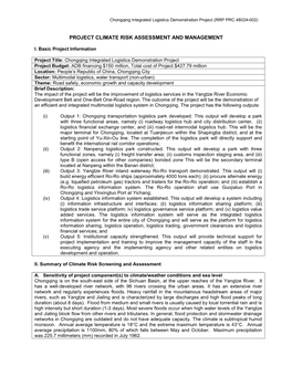 Project Climate Risk Assessment and Management