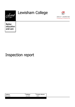 Lewisham College Inspection Report