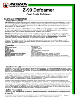 Z-90 Defoamer -Food Grade Defoamer