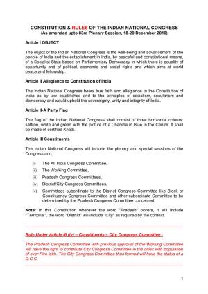 Constitution & Rules of the Indian National Congress