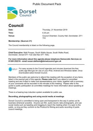 (Public Pack)Agenda Document for Dorset Council, 21/11/2019 18:30
