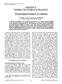 Psychological Research on Videotex