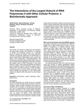 The Interactions of the Largest Subunit of RNA Polymerase II with Other Cellular Proteins: a Bioinformatic Approach