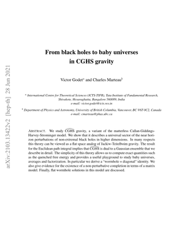 From Black Holes to Baby Universes in CGHS Gravity Arxiv:2103.13422V2