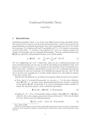 Conditional Probability Theory