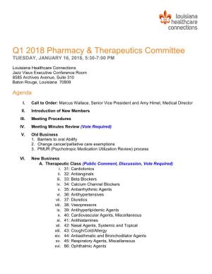 Q1 2018 Pharmacy & Therapeutics Committee