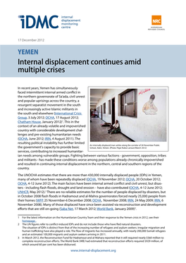Internal Displacement Continues Amid Multiple Crises