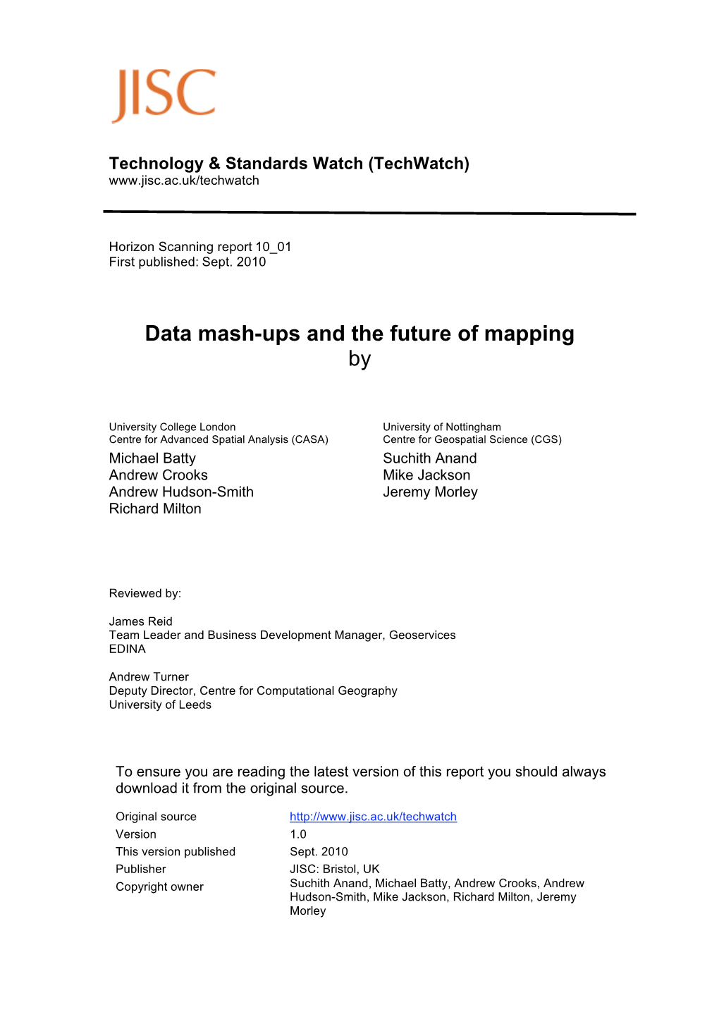 Data Mash-Ups and the Future of Mapping By