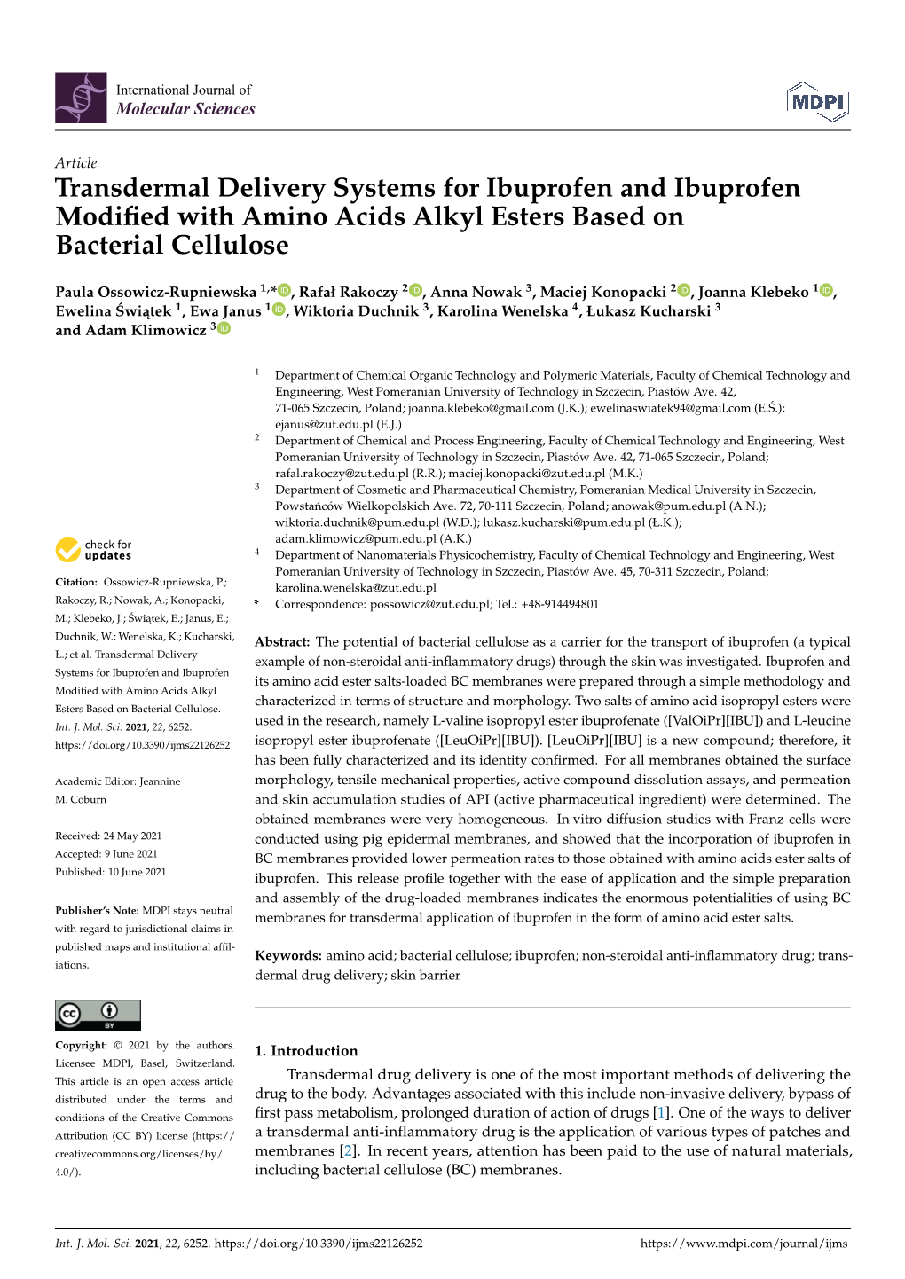 Transdermal Delivery Systems for Ibuprofen and Ibuprofen Modified