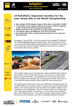 54 Rallyracc: Important Novelties for the Only Mixed Rally in the World Championship