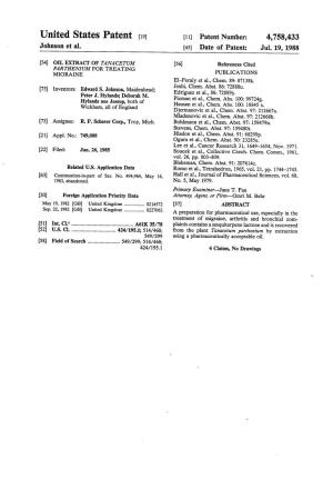 United States Patent (19) 11) Patent Number: 4,758,433 Johnson Et Al