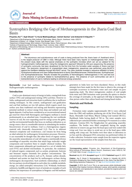 Syntrophics Bridging the Gap of Methanogenesis in the Jharia Coal