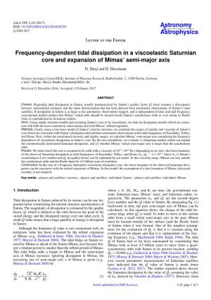Frequency-Dependent Tidal Dissipation in a Viscoelastic Saturnian Core and Expansion of Mimas’ Semi-Major Axis D