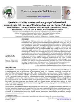 Spatial Variability Pattern and Mapping of Selected Soil Properties in Hilly Areas of Hindukush Range Northern, Pakistan