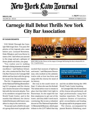 Carnegie Hall Debut Thrills New York City Bar Association