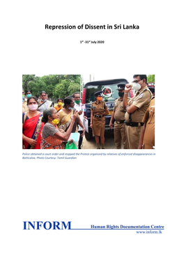 Repression of Dissent in Sri Lanka