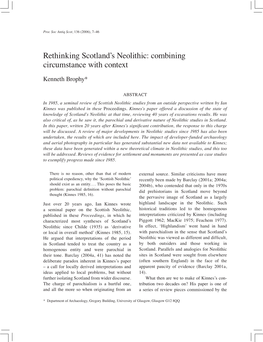 Rethinking Scotland's Neolithic: Combining Circumstance with Context