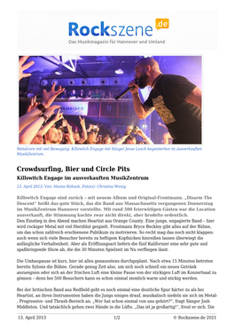Crowdsurfing, Bier Und Circle Pits Killswitch Engage Im Ausverkauften Musikzentrum
