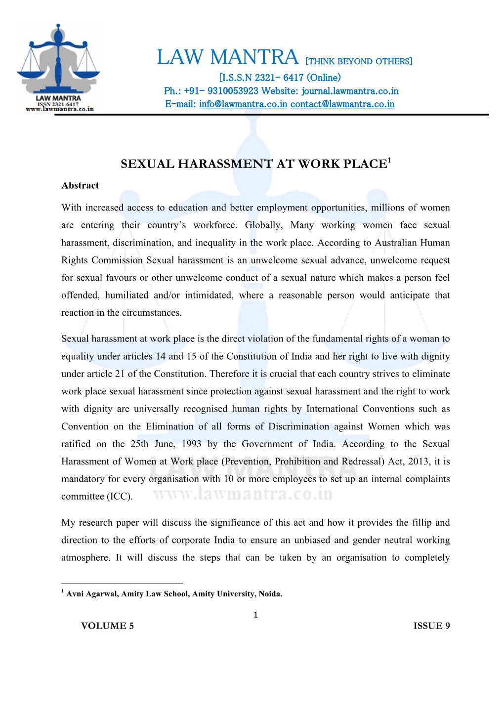 SEXUAL HARASSMENT at WORK PLACE1 Abstract