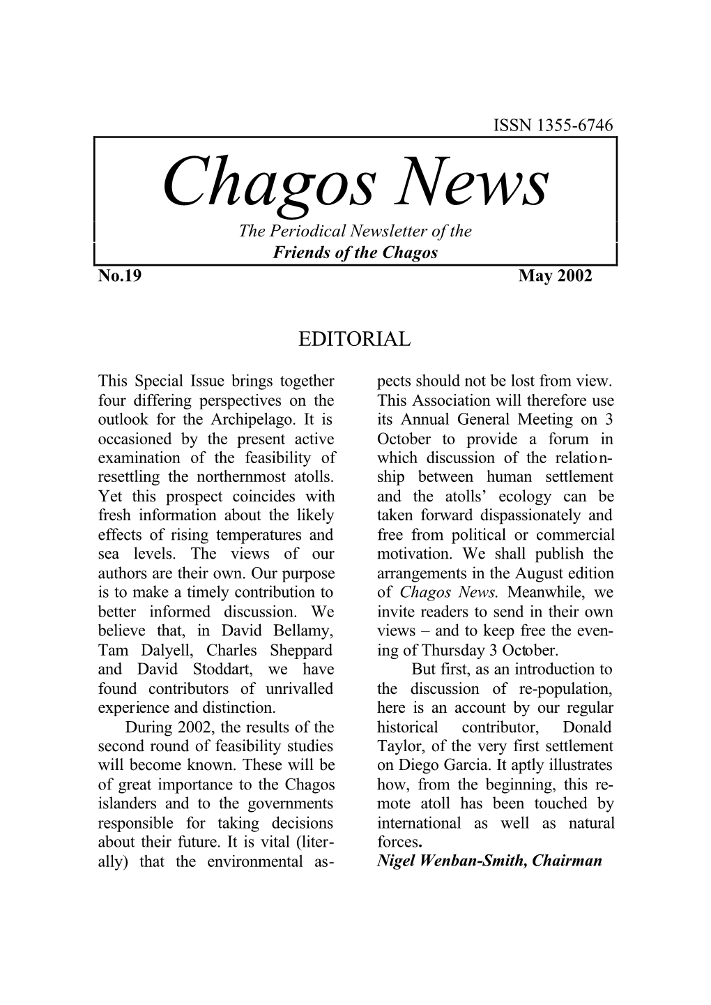 Chagos News Issue