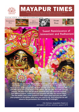MAYAPUR TIMES - Authorized by MAYAPUR ADMINISTRATIVE COUNCIL (MAC) the Contents Contained in This ‘MAYAPUR TIMES’ Newsletter Are Copyright Protected
