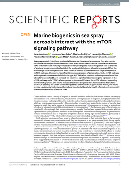Marine Biogenics in Sea Spray Aerosols Interact with the Mtor