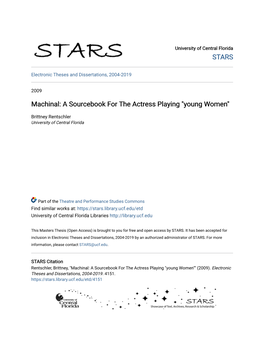 Machinal: a Sourcebook for the Actress Playing "Young Women"