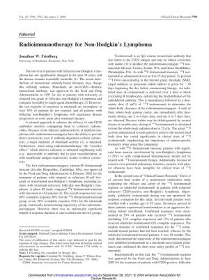 Radioimmunotherapy for Non-Hodgkin's Lymphoma