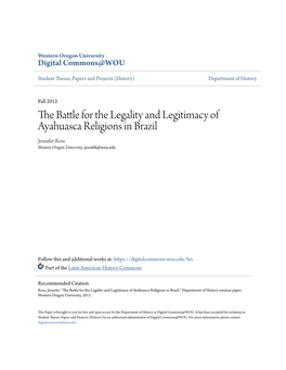 The Battle for the Legality and Legitimacy of Ayahuasca Religions in Brazil