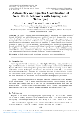 Astrometry and Spectra Classification of Near Earth Asteroids with Lijiang