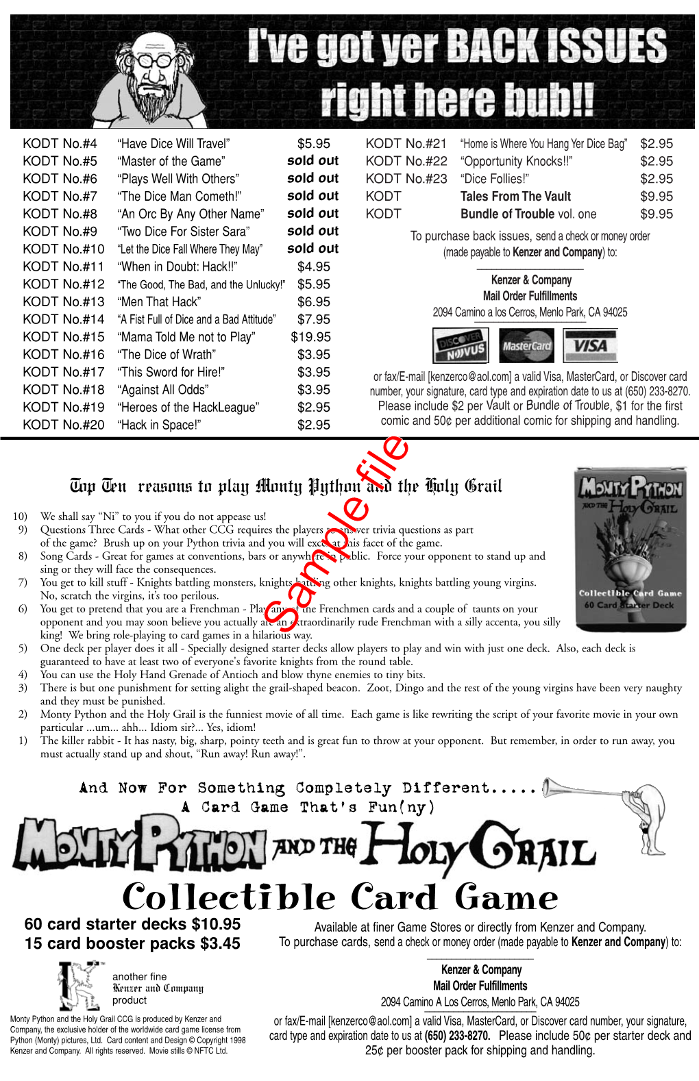 Knights of the Dinner Table #24 Hackzilla! October, 1998 ______© Copyright 1998, Kenzer and “Hackzilla!”“Hackzilla!” Company, All Rights Reserved