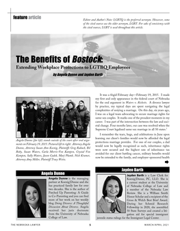 The Benefits of Bostock: Extending Workplace Protections to LGTBQ Employees by Angela Dunne and Jayden Barth