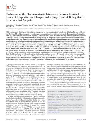 Evaluation of the Pharmacokinetic Interaction Between Repeated Doses of Rifapentine Or Rifampin and a Single Dose of Bedaquiline in Healthy Adult Subjects