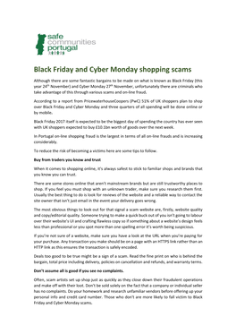 Black Friday and Cyber Monday Shopping Scams