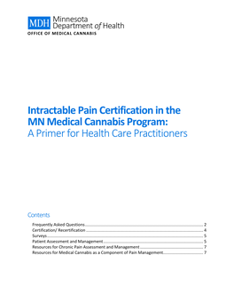 Intractable Pain Certification in the MN Medical Cannabis Program: a Primer for Health Care Practitioners