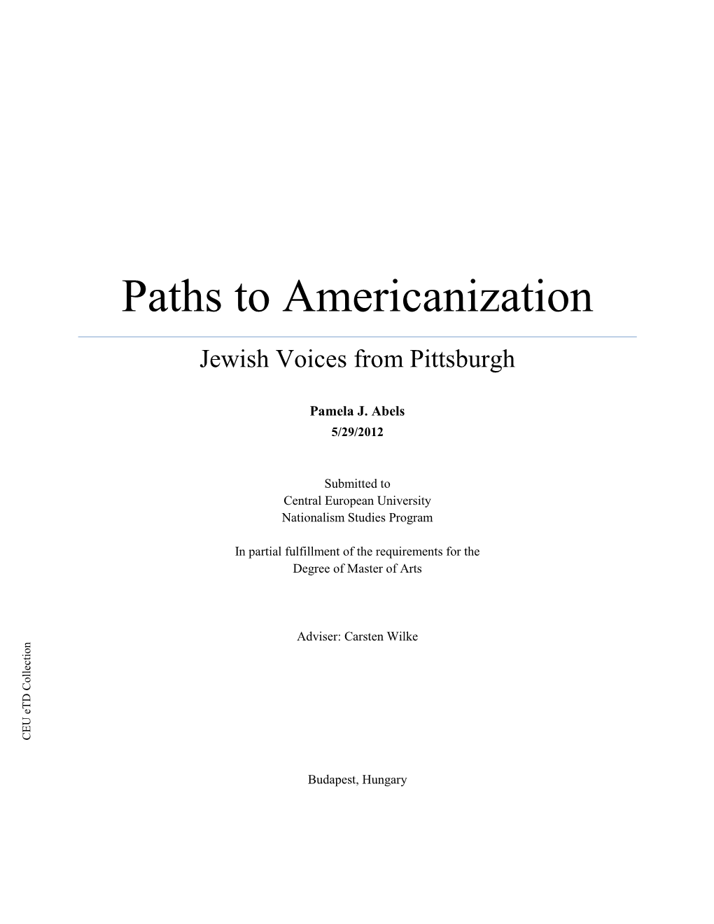Paths to Americanization