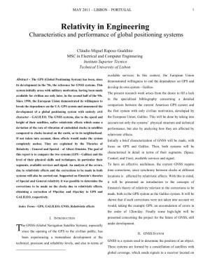 Relativity in Engineering Characteristics and Performance of Global Positioning Systems