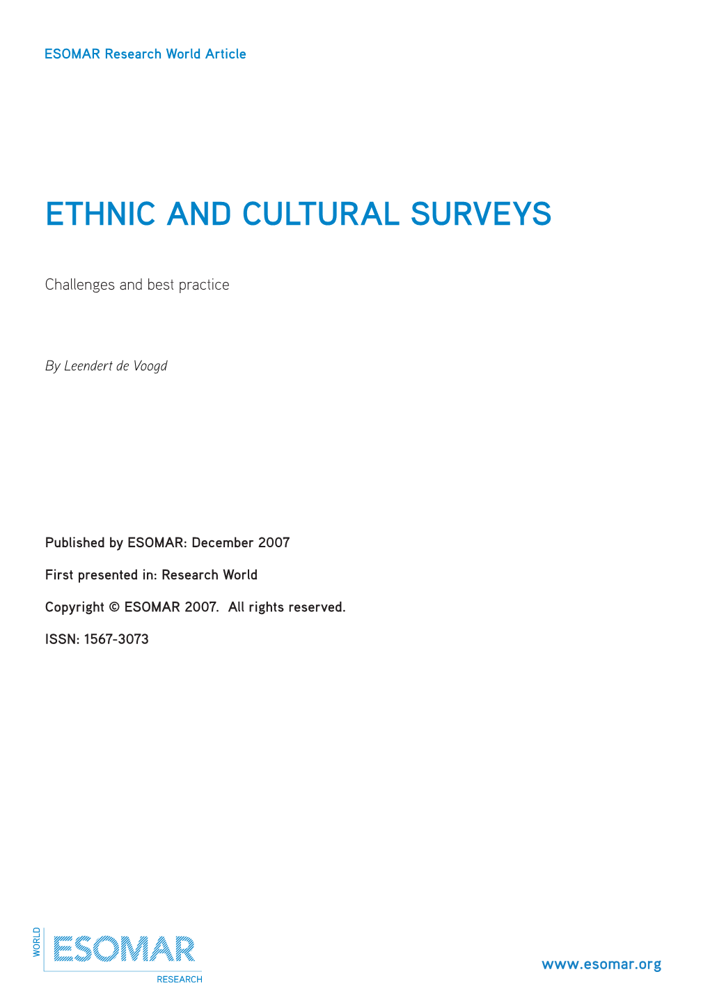 Ethnic and Cultural Surveys