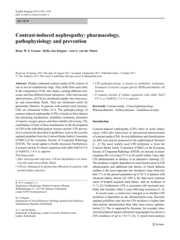 Contrast-Induced Nephropathy: Pharmacology, Pathophysiology and Prevention
