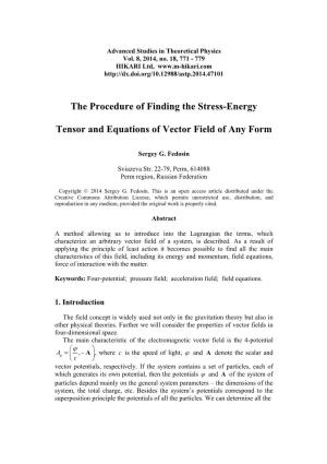 The Procedure of Finding the Stress-Energy Tensor And