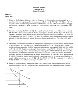 Suggested Answers Problem Set 3 Health Economics