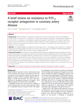 A Brief Review on Resistance to P2Y12 Receptor Antagonism in Coronary Artery Disease Ellen M