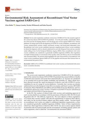 Environmental Risk Assessment of Recombinant Viral Vector Vaccines Against SARS-Cov-2