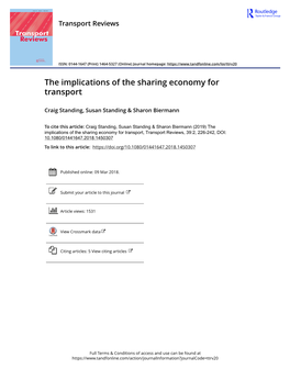The Implications of the Sharing Economy for Transport
