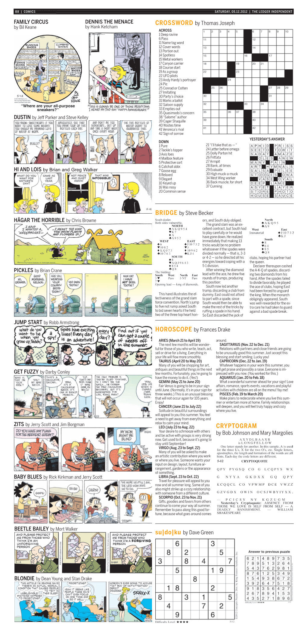 CRYPTOGRAM Your Desire to Schmooze with Others and Be Active with Groups Is Very Strong by Bob Johnson and Mary Margolies Now