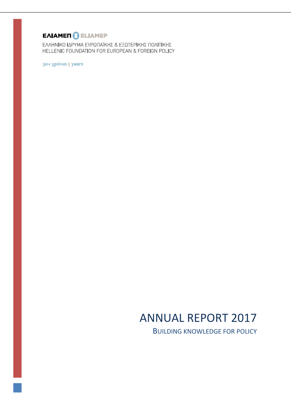 Annual Report 2017 Building Knowledge for Policy