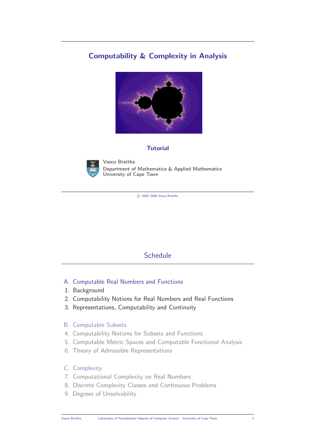 Computability & Complexity in Analysis Schedule