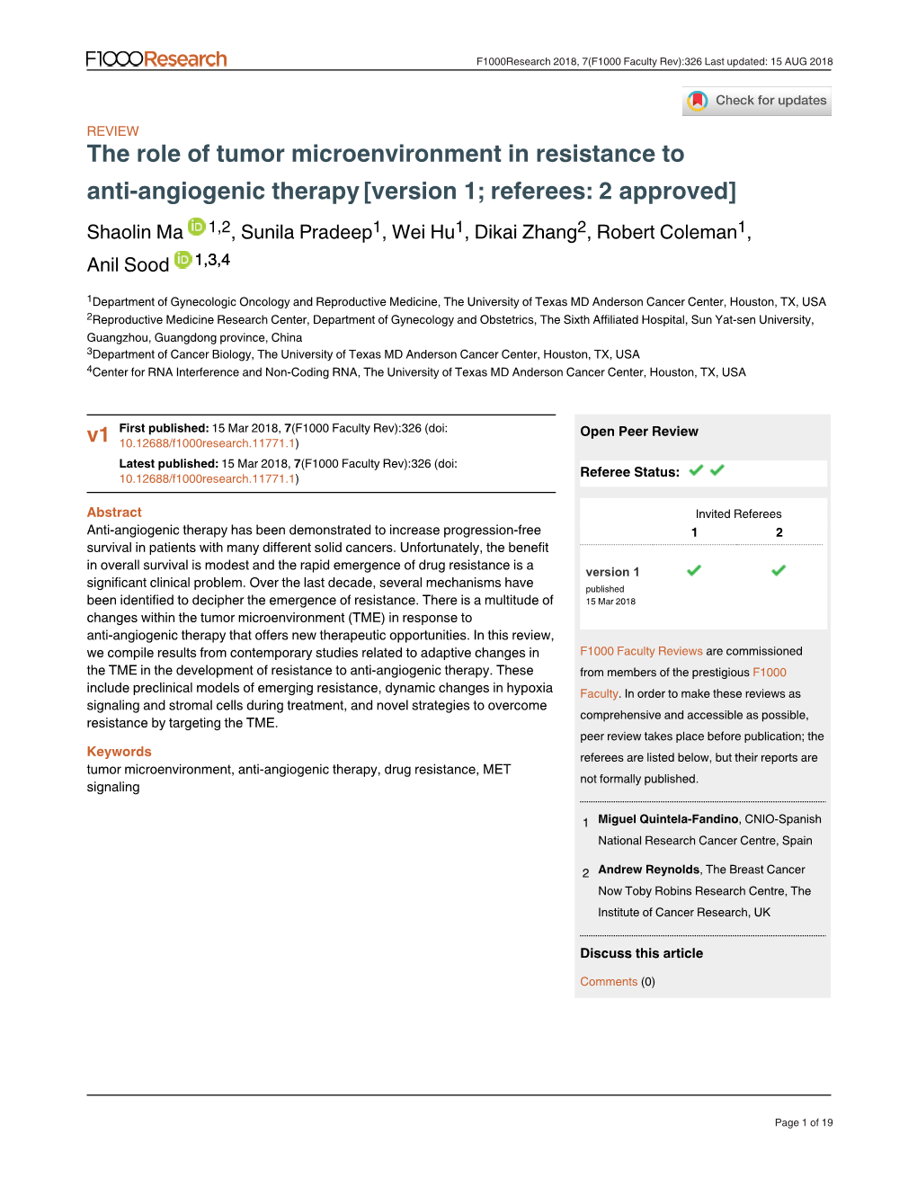 The Role of Tumor Microenvironment in Resistance to Anti-Angiogenic