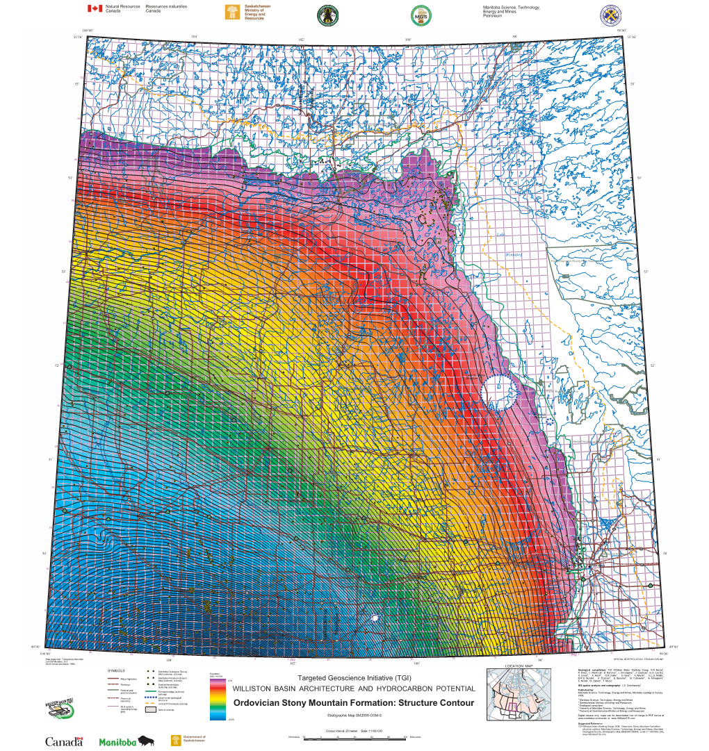 Ordovician Stony Mountain Formation: Structure Contour